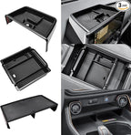 3PCS Center Console Organizer Set Compatible with 2024 2025 2026 Toyota Grand Highlander Accessories — Dashboard Organizer + Front Console Insert Divider + Armrest Storage Box, ABS Storage Tray