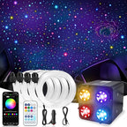 600PCS 32W Starlight Headliner Kit,4 Light Colors Twinkle Fiber Optic Star Ceiling Lights,0.03in*13.1ft/4m, App/Remote Control Rgbw Shooting Star Headliner Kit Car Roof Home Ceiling