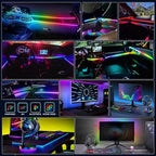 Dreamcolor Interior Acrylic Car Light Strip, 2 in 1 Car LED Strip Light with APP Control 43.3 Inches Fiber Optic Ambient Lighting Kits, Multi-Modes Sound Sync Neon Lights