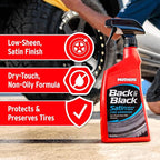 Mothers Back-to-Black Satin Tire Dressing, 16 oz. — No-Shine, Matte Finish, Dry-Touch, Non-Oily Formula Won’t Brown or Sling, Protects Tires, Natural Low-Sheen Finish (06816)