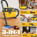 Ecarke 2.5 Gal Cordless Wet Dry Vacuum Compatible with DeWalt 20V Battery, 3-in-1 Shop Vac with Washable HEPA & Brushless Motor, 15KPa Suction, 4 Attachments for Garage Car Workshop (Tool Only)