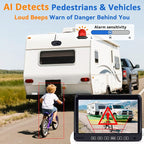 Wireless Backup Camera for Trailer - 7" 1080P RV Backup Camera with 4-Channel Split-Screen Monitor, AI Detection, Night Vision, Loud Beeps, Plug & Play, Compatible with Furrion Pre-Wired RVs