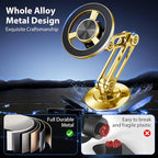 Ultra Magnetic Long-Arm Phone Holder Stand, Fits for MagSafe Car Mount Bracket【Windshield+Vent+Dash】, 360° Rotation Adjustable Strong Magnets Car Mount Desk Office Phone Cradle Holder, Gold