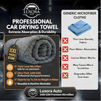 Car Drying Towel Extra Large 36" x 24" 1400 GSM Twisted Loop Microfibre - Charcoal Drying Towel Car Detailing, Double-Sided Edgeless Design, Super Absorbent, Durable Machine Washable and Lint-Free