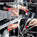 Detailing Brush Set - 5 Different Sizes Premium Natural Boar Hair Mixed Fiber Plastic Handle Automotive Detail Brushes for Cleaning Wheels, Engine, Interior, Air Vents, Car, Motorcy Grey