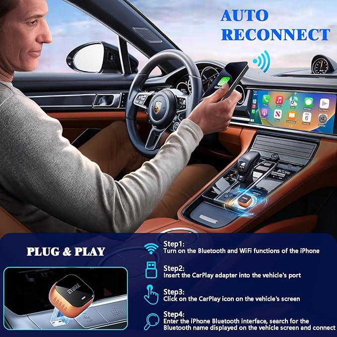Wireless CarPlay Adapter 2026 Upgrade, 2-in-1 CarPlay Wireless Adapter for Apple iPhone & Android Auto, Mini Plug & Play Dongle Converts Wired to Wireless CarPlay, USB & Type-C（CP888）