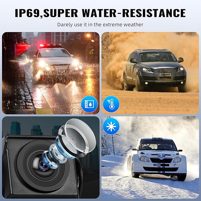 1080P Backup Camera System Kit with CarPlay,10.36" Touch Screen Reversing Monitor with Record Function,Night Vision DVR,IP68 Waterproof,Reverse/Side View Camera for RV/Semi Box Truck(12-36V)