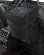 SIBOFUEGO Sturdy 3 Gallon Car Trash Can - Ultra Large Capacity, Leak Proof, Waterproof Car Organizer and Storage with Pockets and Adjustable Straps, Collapsible Interior Car Accessory (Black Leopard)