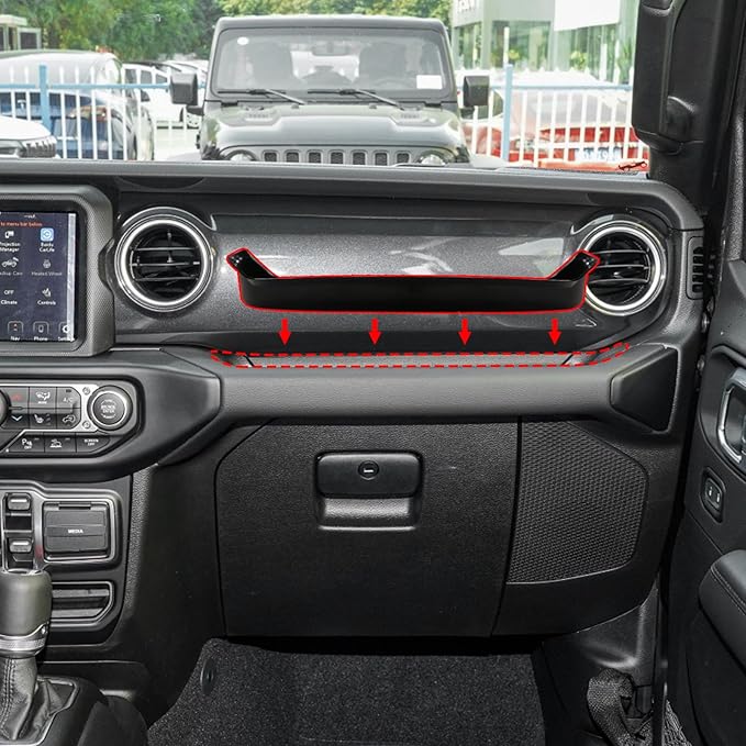 4PCS Center Console Organizer Storage Box Fits 2018-2023 for Jeep Wrangler JL JLU & Gladiator JT Gear Shift Console Tray Organizer, Hanging Armrest Storage Box, Co-Pilot Organizer