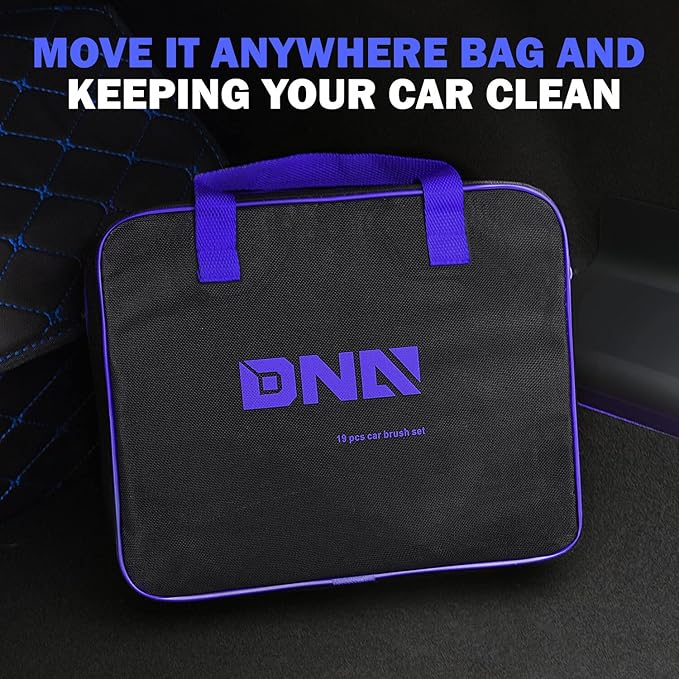 DNA Motoring Car Detailing Brush Cleaning Tools Set with Carry Bag for Auto Interior & Exterior Wheel Dashboard Vent, TOOLS-00279