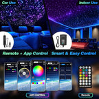 Starlight Headliner Kit 800pcs 0.75mm | Dual-Color Twinkle & RGB Meteor Lights | 32W Fiber Optic Ceiling Light for Cars, Trucks, SUVs, RVs, Boats & Home Use