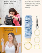 WEESMILE Keychain Wristlet, Stretchy Key Chain for Car Keys with D ring, Cute Scrunchie Wrist Bracelet for Women Men