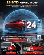 4 Channel 360° Dash Cam Front Rear and Left Right Inside, 4K+1080P*3 Dash Camera for Cars with Free 128GB SD Card, 5.8GHz WiFi-30MB/s, 24H Parking Mode, G-Sensor, GPS, Night Vision, Voice Control