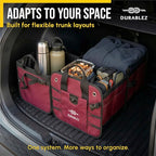 XL Trunk Organizer 3-Section for SUV, Truck, Sedan, Van – Modular L-Shape Car Storage Box, Collapsible Auto Cargo Organizer with Dividers – Cherry