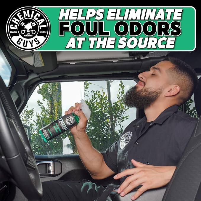 Chemical Guys New Car Smell Air Freshener and Premium Odor Eliminator Refreshes & Neutralizes Odors, Great Car Fresheners for Trucks, SUVs, RVs, and More - 16 Fl Oz (Pack of 2)
