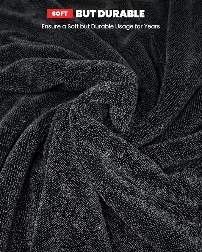 LASFIT Drying Towel, [2025 Upgraded] Large Super Absorbent Car Drying Towel for Car Detailing Streak Free, XL 1300 GSM Premium Ultra Soft Microfiber, Twisted-Loop Microfiber Towels for Cars