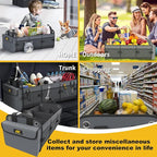 MIKKUPPA Car Trunk Organizer - 100L Large Car Organizer, 1680D Oxford Collapsible Suv Trunk Storage with 2 Adjustable Straps for Auto, Truck, Suv (Gray)