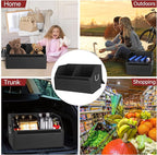 JEYODA Suede Leather Trunk Organizer, Large Capacity Soft Car Organizers and Storage,foldable,with lip, for Car SUV/Jeep/Sedan/Home/Camping (Black,Small)