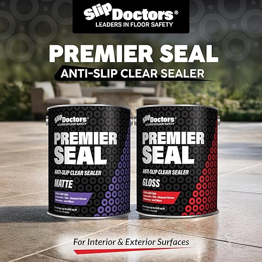 Premier Seal Non-Slip Concrete & Paver Sealer – Clear Anti-Slip Sealant for Pool Decks, Driveways & Garages - Matte Finish