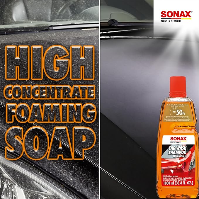 SONAX Car Wash Shampoo Concentrate 314500 | High-Foaming pH-Neutral Formula for Effective Cleaning | Safe on All Paint Wax Sealants & Coatings | Removes Dirt Grime and Road Film | 5L