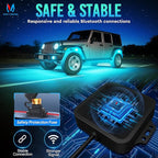MICTUNING C1 12 Pods RGBW Rock Lights - Multicolor Underglow Neon Light Kit with Bluetooth Controller, APP Control, IP68 Waterproof