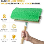 Nanoskin Large Bi-Level Vehicle Wash Brush with Soft Nylon Bristles – Ultimate Truck, Van, and RV Cleaning Tool, Ergonomic Design for Professional Detailing, Scratch-Free, Efficient 12-inch Reach