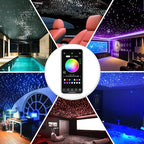 16W Twinkle Starlight Headliner Kit, 570pcs of (0.03+0.04+0.06in)*9.8ft Fiber Optic Strands Bluetooth APP/Remote/Music Control, RGBW Star Ceiling Light Kit+Adapter+Car Use Plug for Car