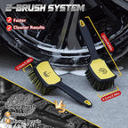 BMLEI Wheel & Tire Brush Set, 2 Pack Car Wheel Brush & Tire Cleaner Brushes, Soft Bristle Rim Brush and Stiff Tire Scrub Brush, Scratch-Free Wheel Cleaning Kit for Car Detailing, Trucks, SUVs