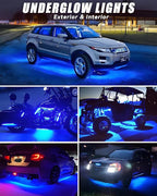 12V Led Light Strip 18" Connectable Blue LEDs Strip Lights for Car Motorcycle Golf Cart Automotive Trucks Boat Marine Waterproof Led Light Strip, 4Pack