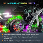 Nilight 4PCS 15.5inch Wheel Ring Lights Deram Color with APP and Remote Control Neon Lights Million Colors w/Turn Signal and Braking Function for Car Van SUV Truck