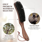 BFWood Clothes Brush, Boar Bristle Lint Brush for Suits, Cashmere, Wool, Velvet, Suede and Pet Hair, Large Black Walnut Wood Handle