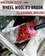 oesee Professional 4 Pack Long Handle Wheel Brush Kit for Cleaning Wheel and Tire- 2X Soft Wheel Cleaning Brush, Detailing Brush and Stiff Tire Brush, Bendable& Durable Wheel Rim Cleaner Brush Set