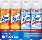 Lysol Disinfectant Spray, Sanitizing and Antibacterial Spray, For Disinfecting and Deodorizing, Mango & Hibiscus and Crisp Linen, 19 Fl. Oz (Pack of 4)