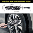 Large Tire Shine Applicator & Bendable Wheel Brush Set for Detailing Cleaning and Tire Shine,Automotive Tire Dressing Applicator Brush with Storage Stand for Tire Detailing & Car Wash Kit,Black-4pcs