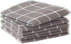 DII Scrubber Dishcloths Collection Windowpane Dishrag Set, 12x12, Gray/White, 6 Piece