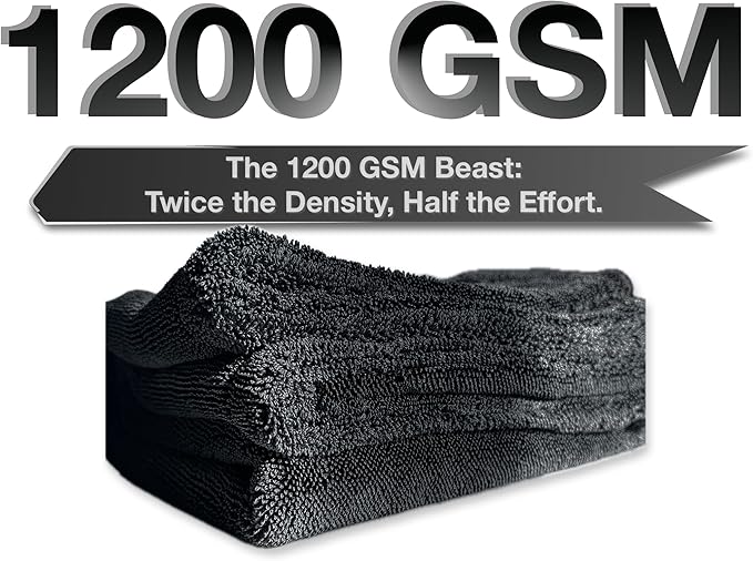Microfiber Towel for Drying Cars - 24"x36" Jumbo Size, 1200 GSM Ultra-Thick, Scratch-Free & Super Absorbent, Zero-Lint Cloth for Car, Truck & SUV Pro Detailing - Dries Entire Vehicle in One Pass