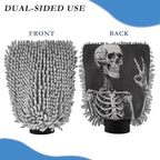 YETTASBIN Skeleton 2PCS Car Wash Mitts, Ultra Absorbent Chenille Microfiber Car Washing Gloves, Scratch-Free Lint-Free Auto Cleaning Mitt, Machine Washable Elastic Cuff Car Wash Sponge