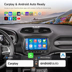 Dasaita 8GB+256GB Car Stereo for Jeep Renegade 2015-2022, Wireless CarPlay & Android Auto, Android 13 GPS Navigation, Plug & Play Off-Road Head Unit, Voice/Knobs Control, 9 Inch QLED Screen