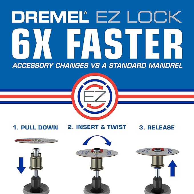Dremel EZ725 70-Piece All-Purpose Rotary Tool Accessory Set With Storage Kit - EZ-Lock And EZ Drum For Faster Accessory Changes - Perfect for Cutting, Polishing, Cleaning, And Sanding