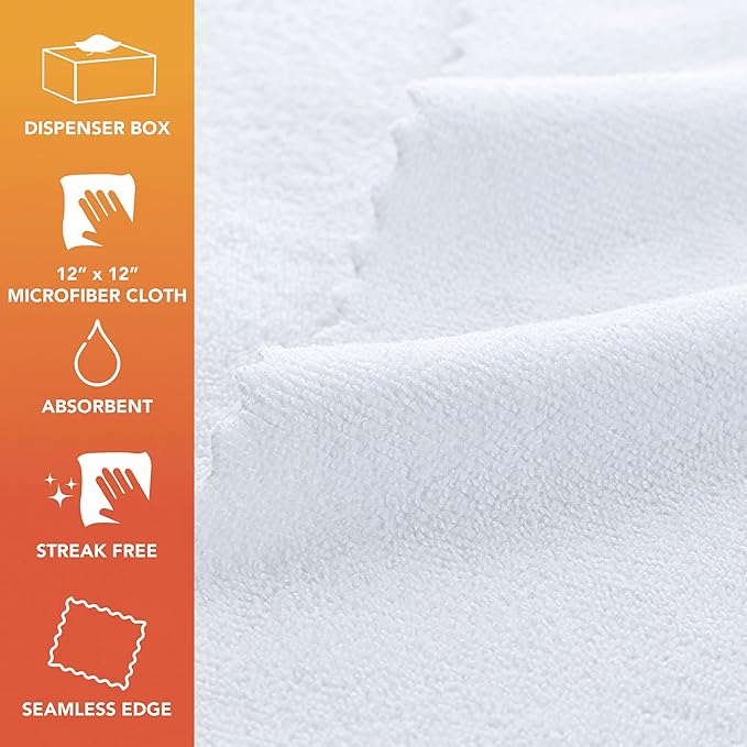 Arkwright Smart Rags Microfiber Cleaning Cloths, Pallet of 14400, Lint Free 180 GSM Reusable Towels for Auto, Office and Household Cleaning, 12 x 12 in, White