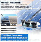 Electric Solar Panel Cleaning Brush with Pole - 350rpm Motor, 23.6" Brush Head, Dry/Wet Cleaning Modes - Water Fed Pole System for Solar Panels, Fleet Vehicles & Exterior Walls 5.5m