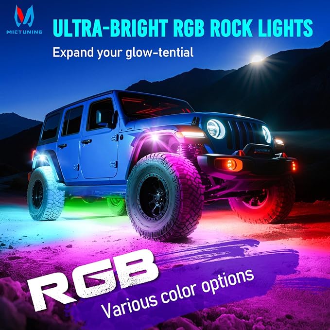 MICTUNING Q1+ MAX Ultra-Bright RGB Rock Lights - 2 Pods (Not inlcude Controller)