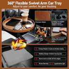 Car Food Cup Holder Tray - 360° Rotating Car Table and Car Seat Tray, Detachable Wooden Car Desk for Laptop and Food Tray, Compatible with Tesla Model Y/3/S, Ford F150/Explorer (Brown, 11.8")
