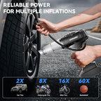 Sonashi 2-in-1 Car Vacuum Cleaner & Tire Inflator - High Power Portable Vacuum with Digital Tire Pressure Gauge, LED Light, Multifunctional Nozzle for Car Interior Cleaning & Emergency Tire Inflation