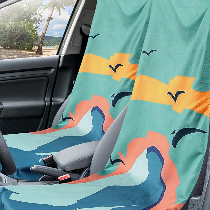 Hahafelt 2 Pack Car Seat Towel Cover and Athletic Running Towel with Storage Bags, Sweat Washable Gym Seat Protector Non Slip for Dog Pet Workout Running Outdoor Sport Activities(Sasquatch)