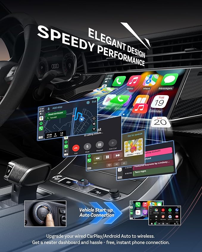 Ottocast Mini Cube 3.0 Wireless CarPlay & Android Auto Adapter 2026– Plug & Play, Fast Auto-Reconnect (Black)