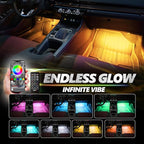 OPT7 Aura Pro Interior Car Lights with App & Remote Control, Multicolor Change, Music Sync Inside Ambient Lighting Kit, Car SUV Van Under Dash Decor, 12V Charger Adapter, 4PC Single Row LED Strip