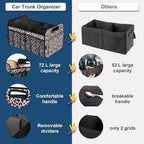 Femuar Car Trunk Organizer, Large Capacity Collapsible Trunk Storage with 11 Pockets, Waterproof, Non-Slip, Suitable for Car, SUV, Truck, Van, Jeep, Sedan, Leopard Print