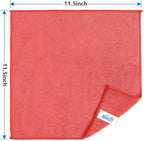 HOMEXCEL Red Microfiber Cleaning Cloth 100 Pack, Microfiber Towel for Cars, Lint Free, Scratch-Free, Highly Absorbent, and Cleaning Rags for House, Window and Glass, Cars, TV Screen 11.5 X11.5 inch