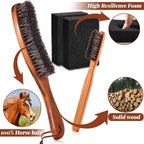 4 Pcs Horsehair Felt Hat Brush Kit with Cleaning Sponge Cowboy Clean Hat Wood Fedora Hat Cleaning Set Baseball Cap Lint Brush Remove Dust for Hair Furniture Suits Clothes(Style B)